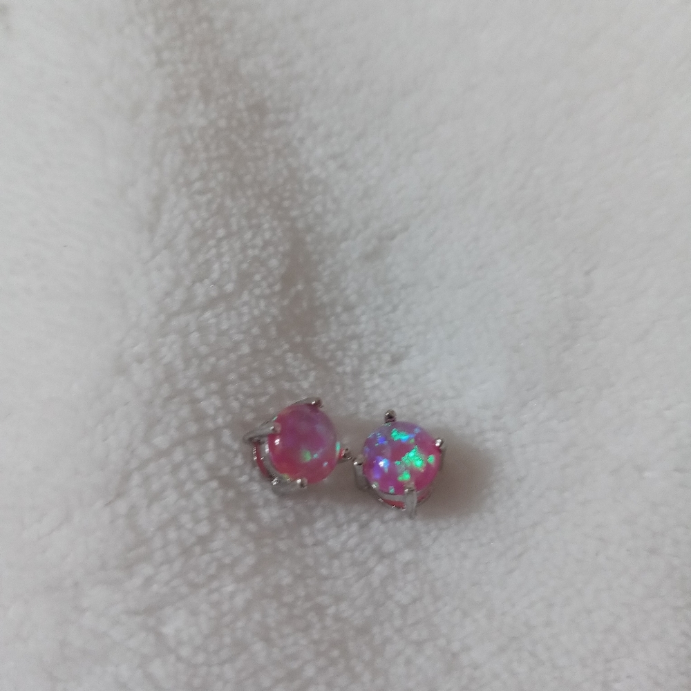Pink opal earrings - Picture 2 of 6